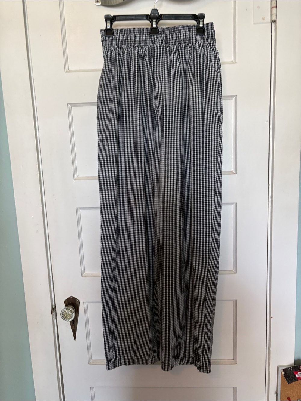 New Chef Black & White Gingham Elastic Waist Women’s Pants Size L
